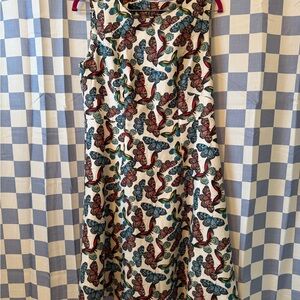 Talbots Multicolor Butterfly Print Midi Dress